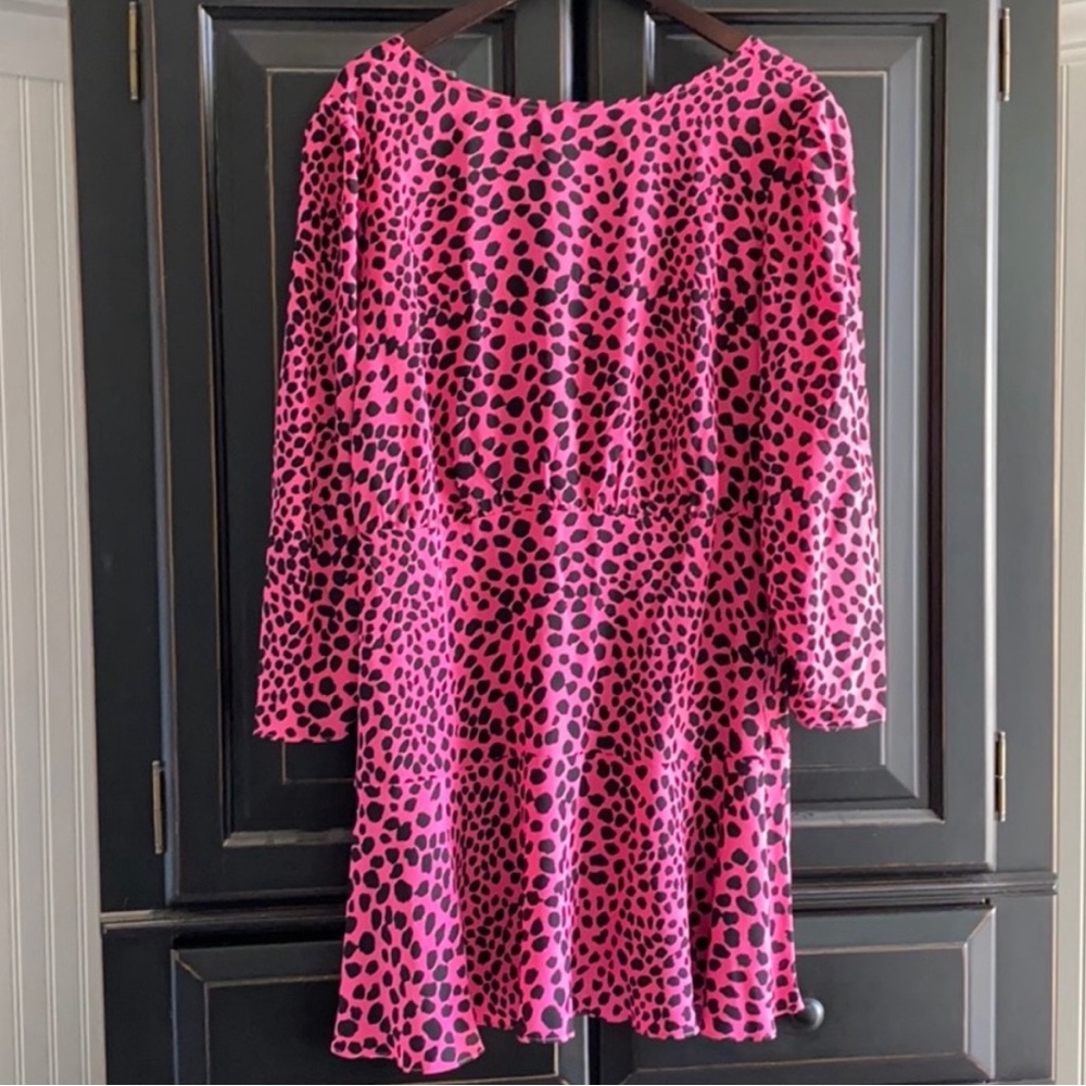RIXO Kyla Pink Leopard Print Mini Dress XL
